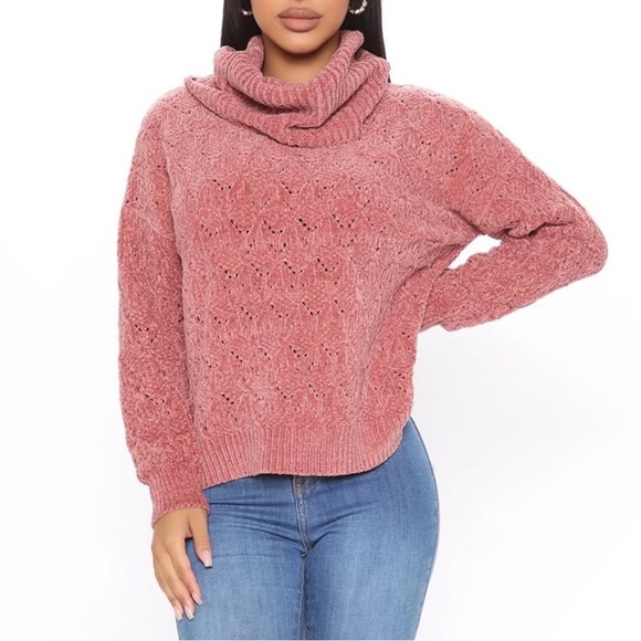Mauve Chenille Turtleneck Sweater - Picture 3 of 11